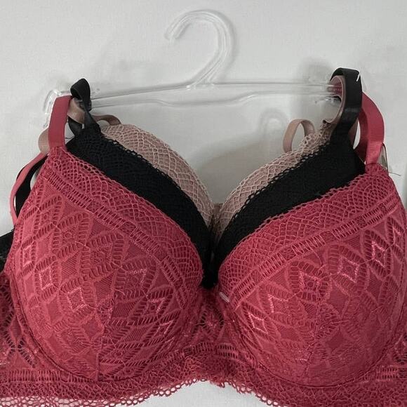 Adrienne Vittadini Front Crochet Detail Full Cup Underwired Bra 3 pack 36B NEW - Picture 9 of 14